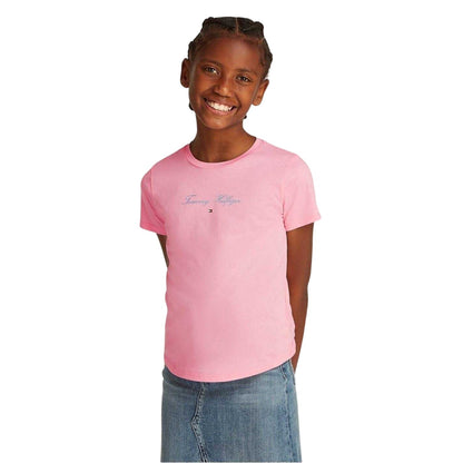 Pink - Lifestyle - Tommy Hilfiger Girls Script Crew Neck Slim T-Shirt