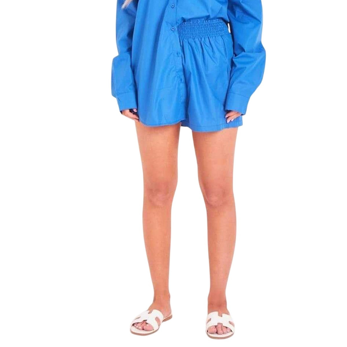 Cobalt - Front - Missy Empire Womens-Ladies High Waist Running Shorts
