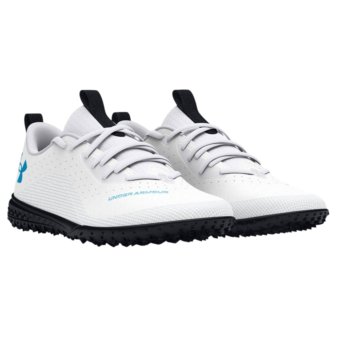 White - Front - Under Armour Childrens-Kids Shadow 2.0 Turf Football Trainers