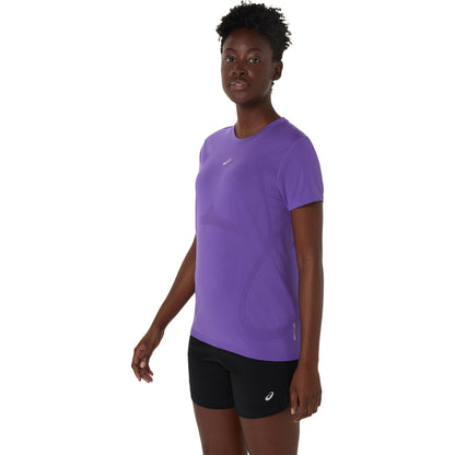 Purple - Pack Shot - Asics Womens-Ladies Seamless Short-Sleeved Athletic T-Shirt
