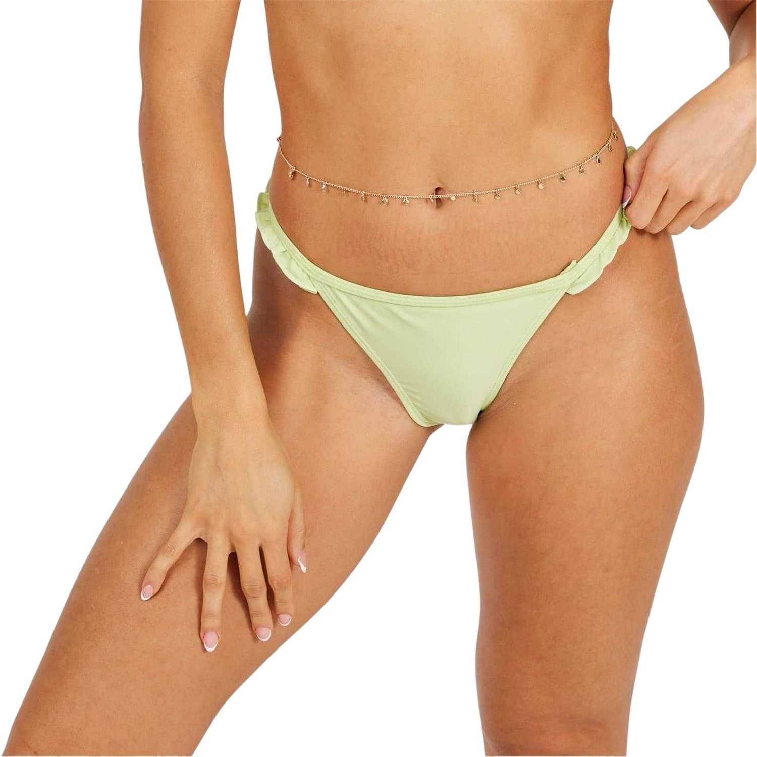 Mint Green - Side - Brave Soul Womens-Ladies Frilled Bikini Bottoms