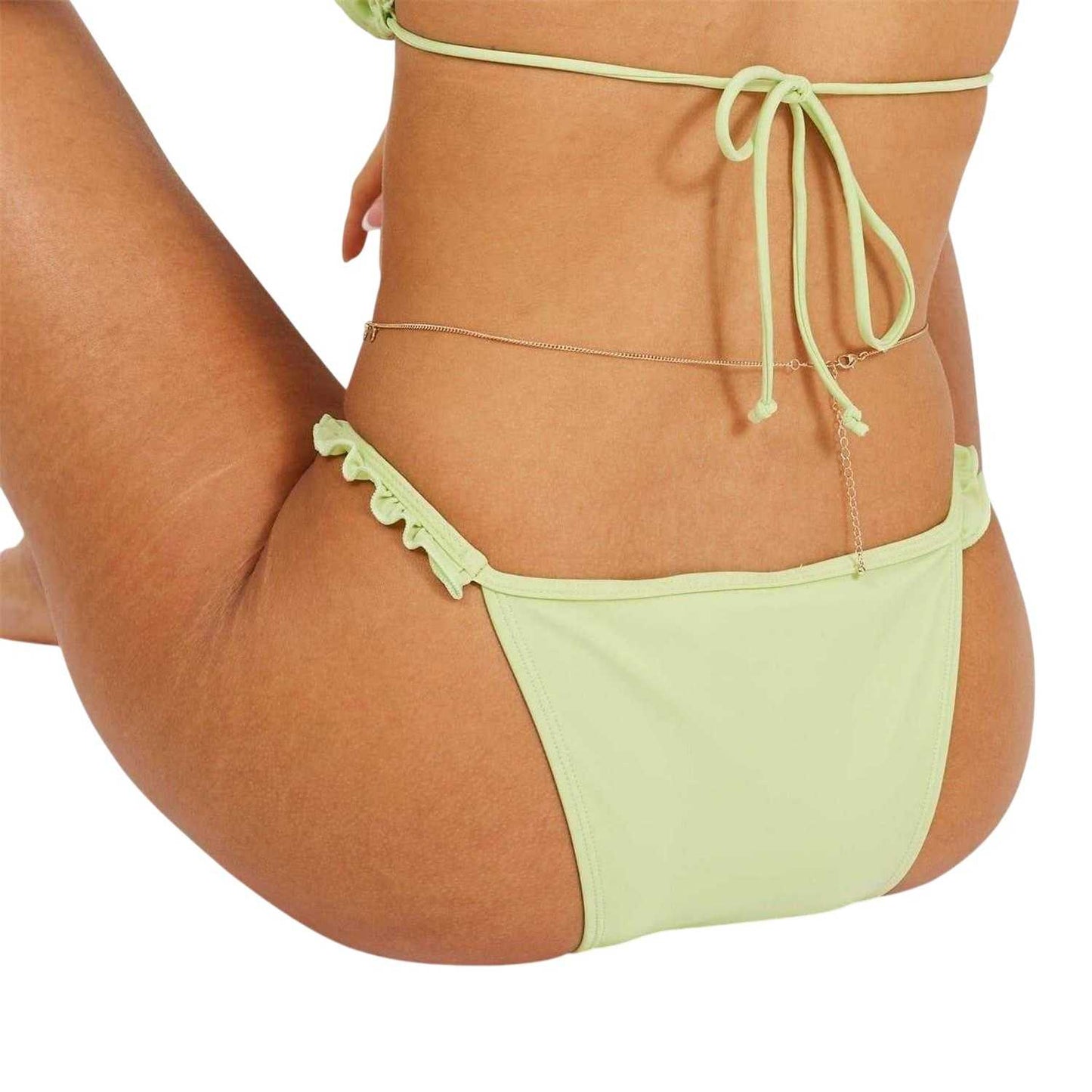 Mint Green - Lifestyle - Brave Soul Womens-Ladies Frilled Bikini Bottoms