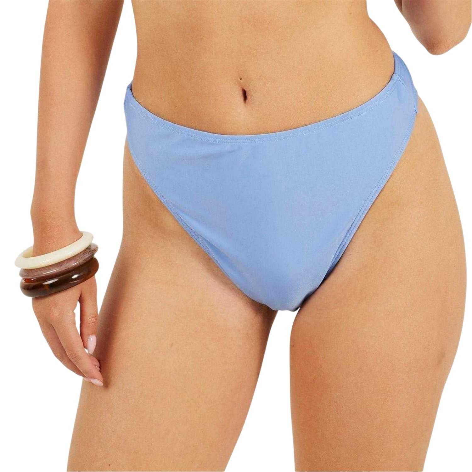 Blue - Side - Brave Soul Womens-Ladies High Waist Bikini Bottoms