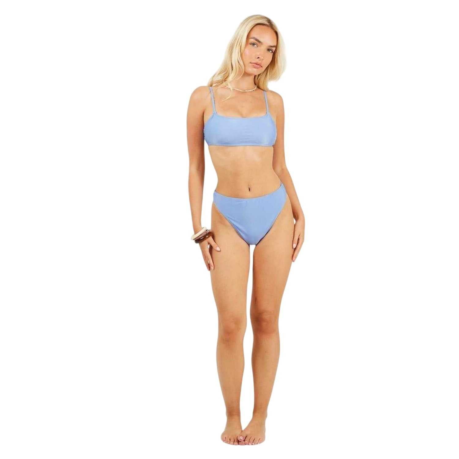 Blue - Pack Shot - Brave Soul Womens-Ladies High Waist Bikini Bottoms