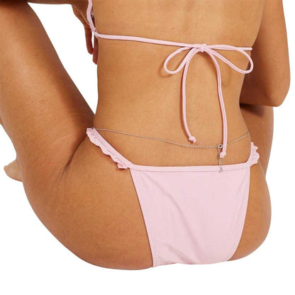 Pink - Lifestyle - Brave Soul Womens-Ladies Frill Low Rise Bikini Bottoms