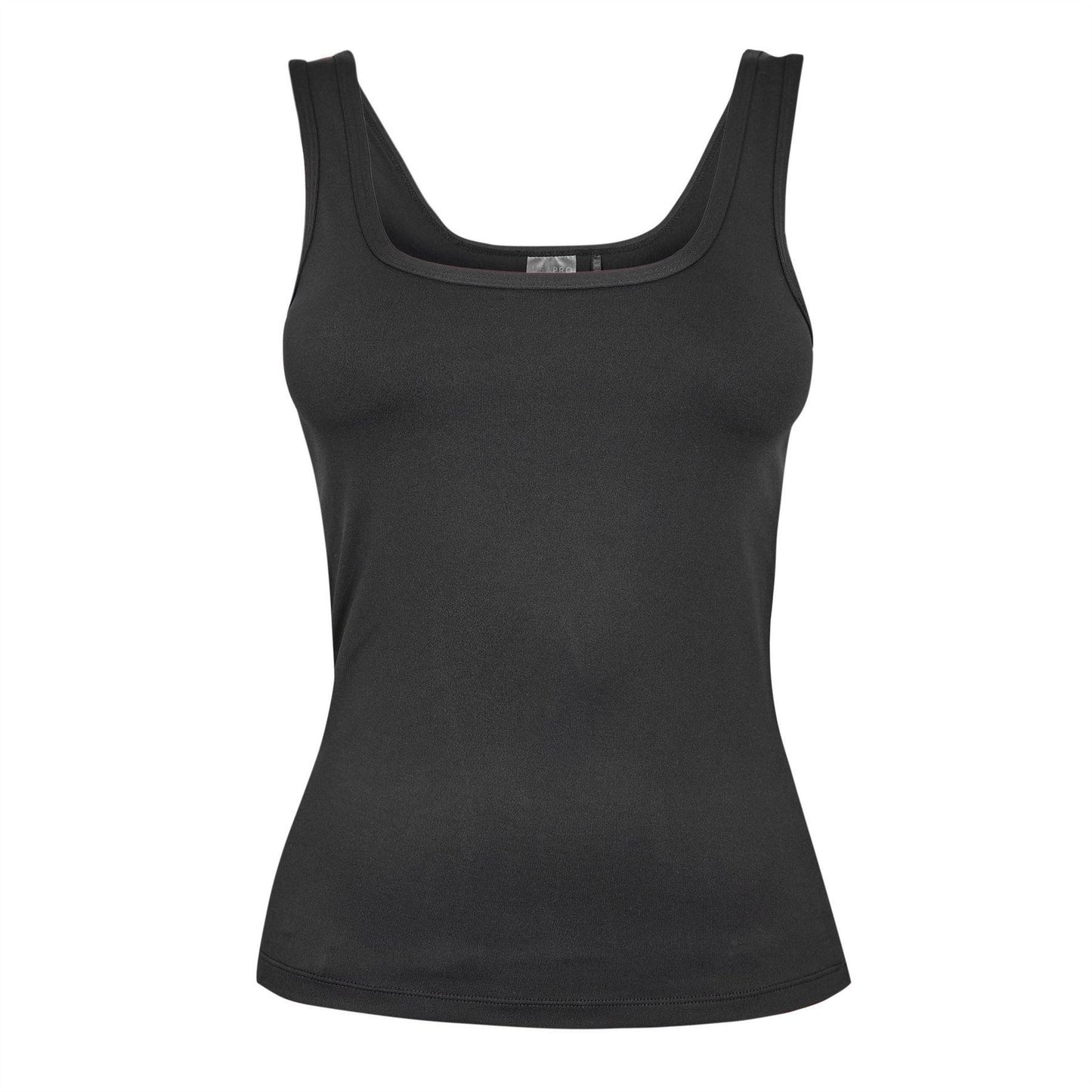Black - Front - USA Womens-Ladies Pro Essential Vest Top