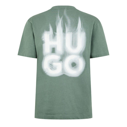 Green - Back - Hugo Mens Flame Logo T-Shirt