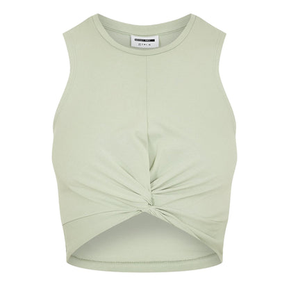 Aqua Grey - Front - Noisy May Womens-Ladies Knotted Sleeveless Crop Top