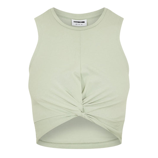 Aqua Grey - Front - Noisy May Womens-Ladies Knotted Sleeveless Crop Top