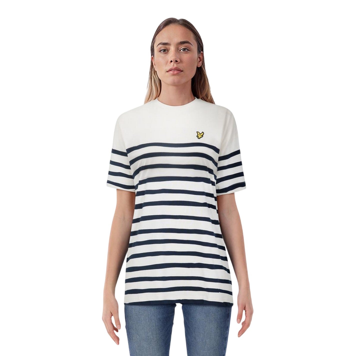 White - Side - Lyle & Scott Womens-Ladies Breton Cotton T-Shirt