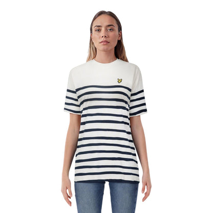 White - Side - Lyle & Scott Womens-Ladies Breton Cotton T-Shirt