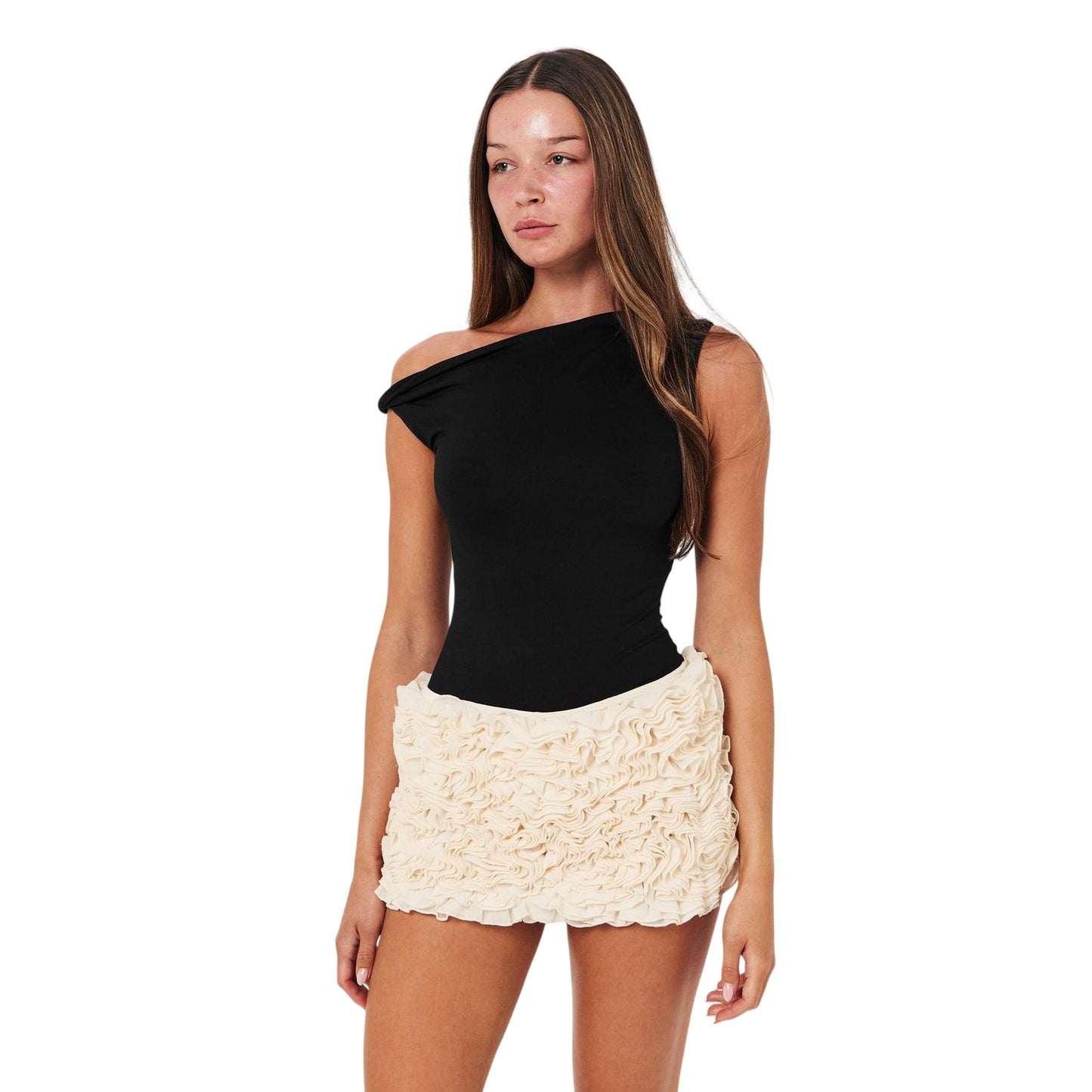 Black - Side - French Connection Womens-Ladies One Shoulder Top