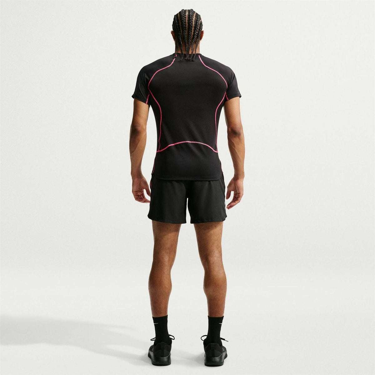 Black-Hyper Pink - Pack Shot - Nike Mens 6 Dri-FIT Running Shorts