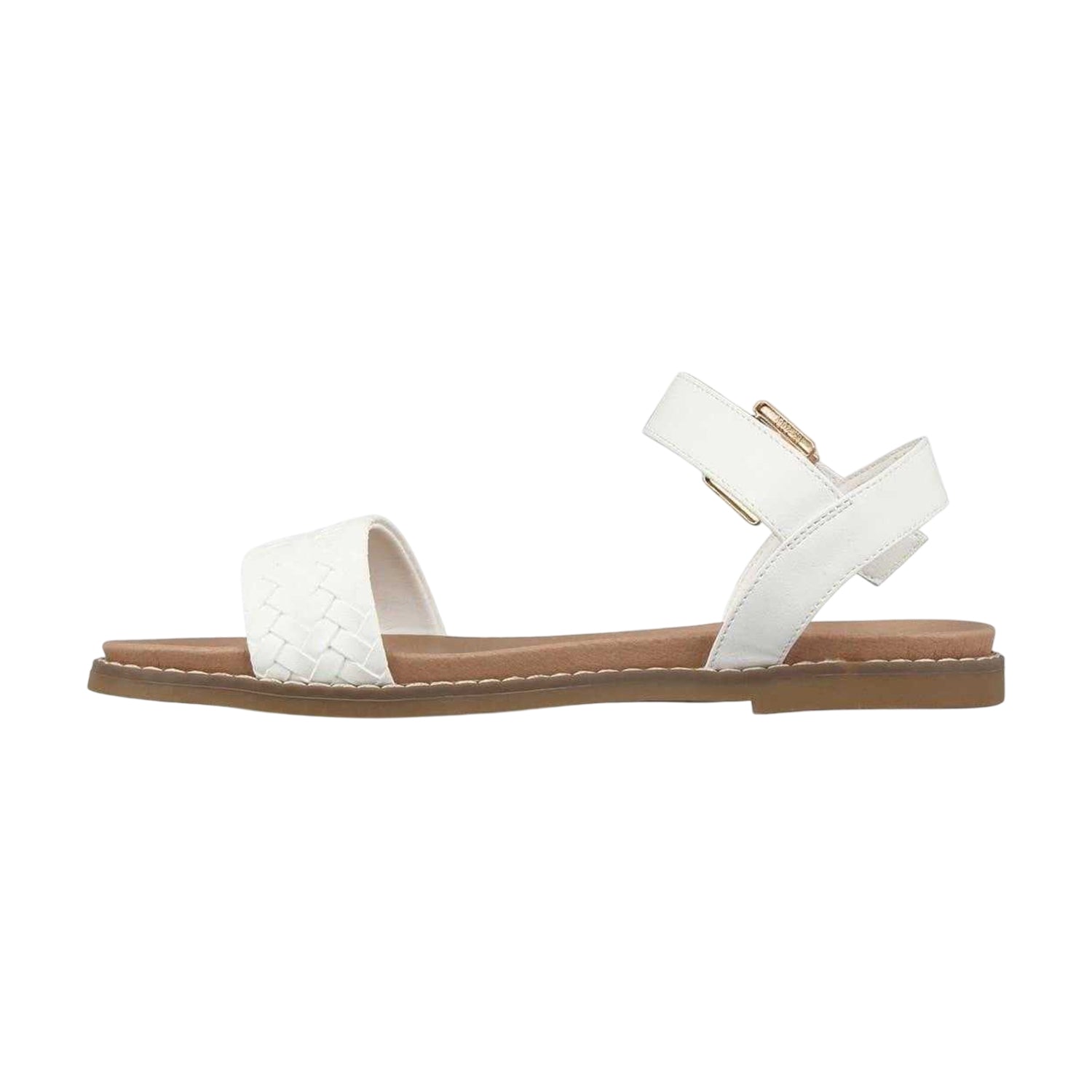 White - Back - Miso Womens-Ladies Woven Flatform Slides
