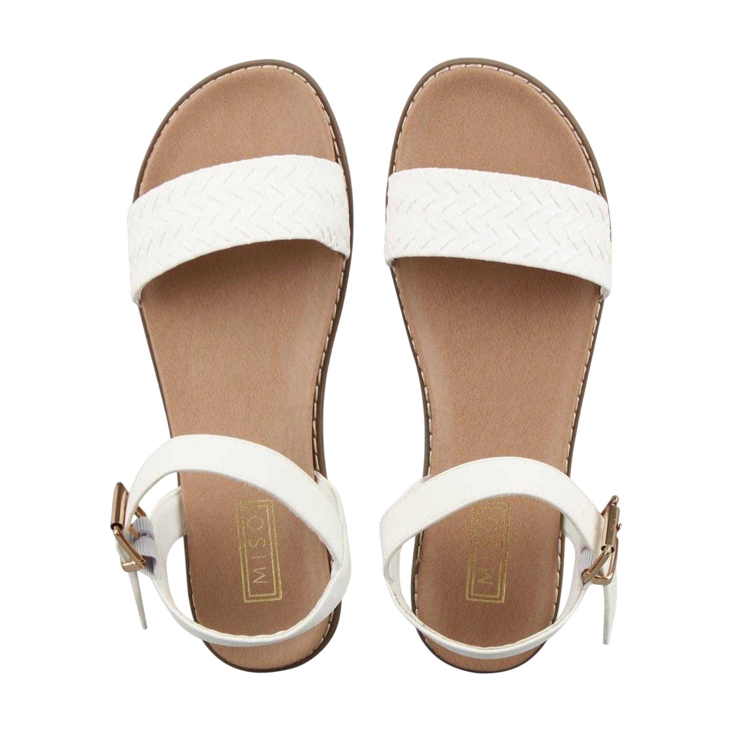 White - Side - Miso Womens-Ladies Woven Flatform Slides