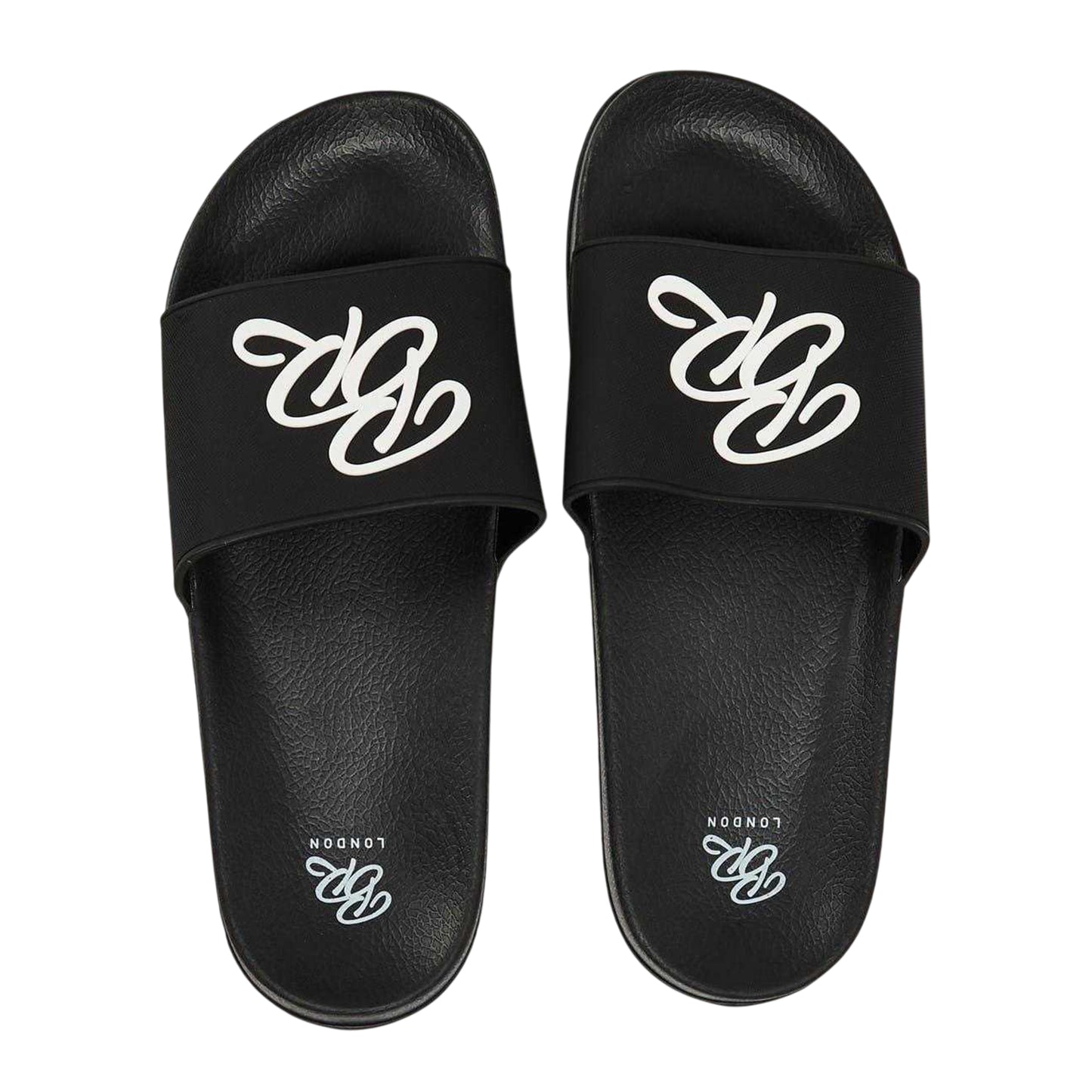 Black-White - Side - Born Rich Unisex Adult Barreca Logo Flat Slides