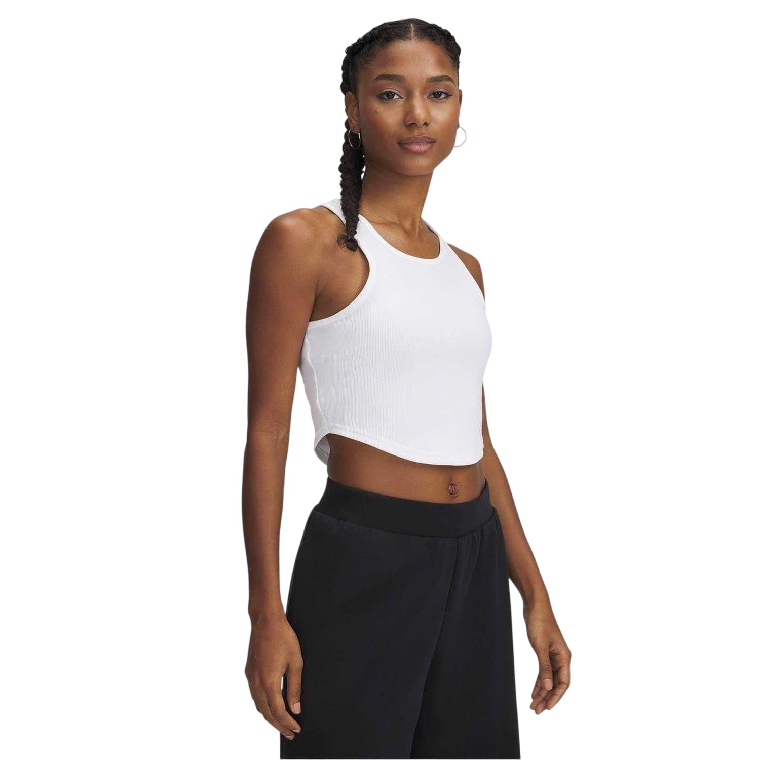 White - Front - Under Armour Womens-Ladies UA Rival Ribbed Slim Tank Top