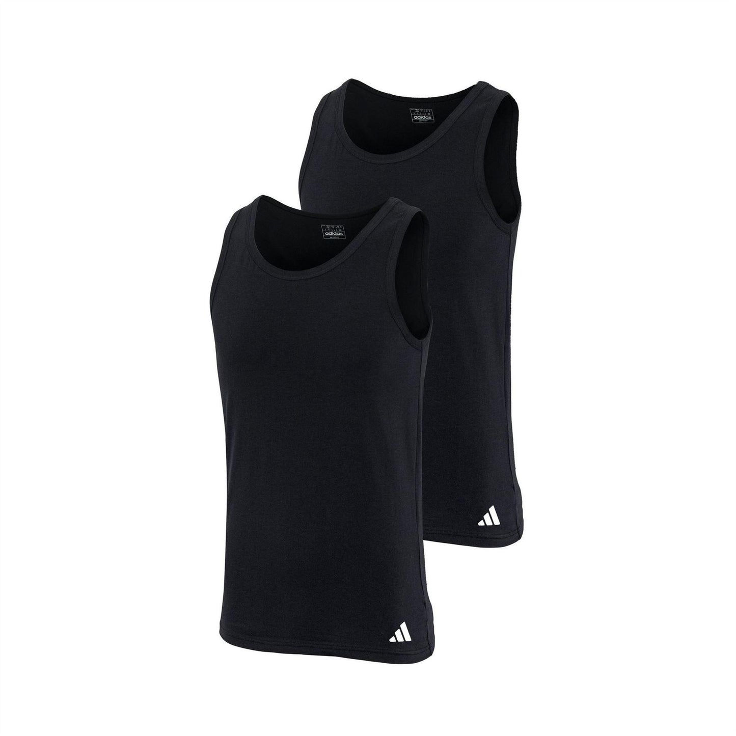 Black - Front - Adidas Mens Scoop Neck Slim Tank Top (Pack of 2)