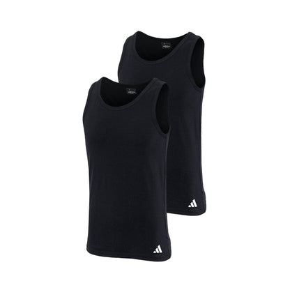 Black - Front - Adidas Mens Scoop Neck Slim Tank Top (Pack of 2)