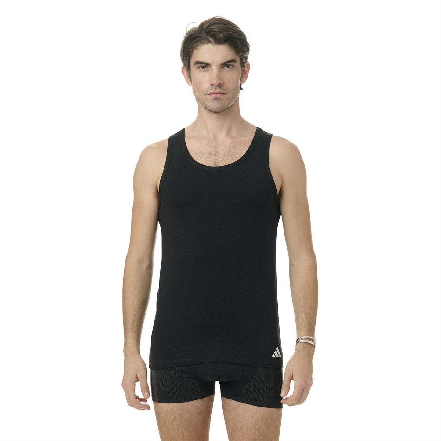 Black - Back - Adidas Mens Scoop Neck Slim Tank Top (Pack of 2)