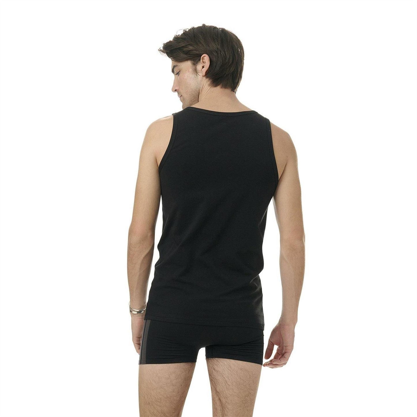 Black - Side - Adidas Mens Scoop Neck Slim Tank Top (Pack of 2)