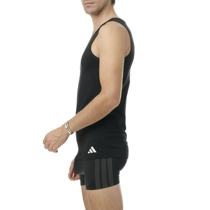 Black - Pack Shot - Adidas Mens Scoop Neck Slim Tank Top (Pack of 2)