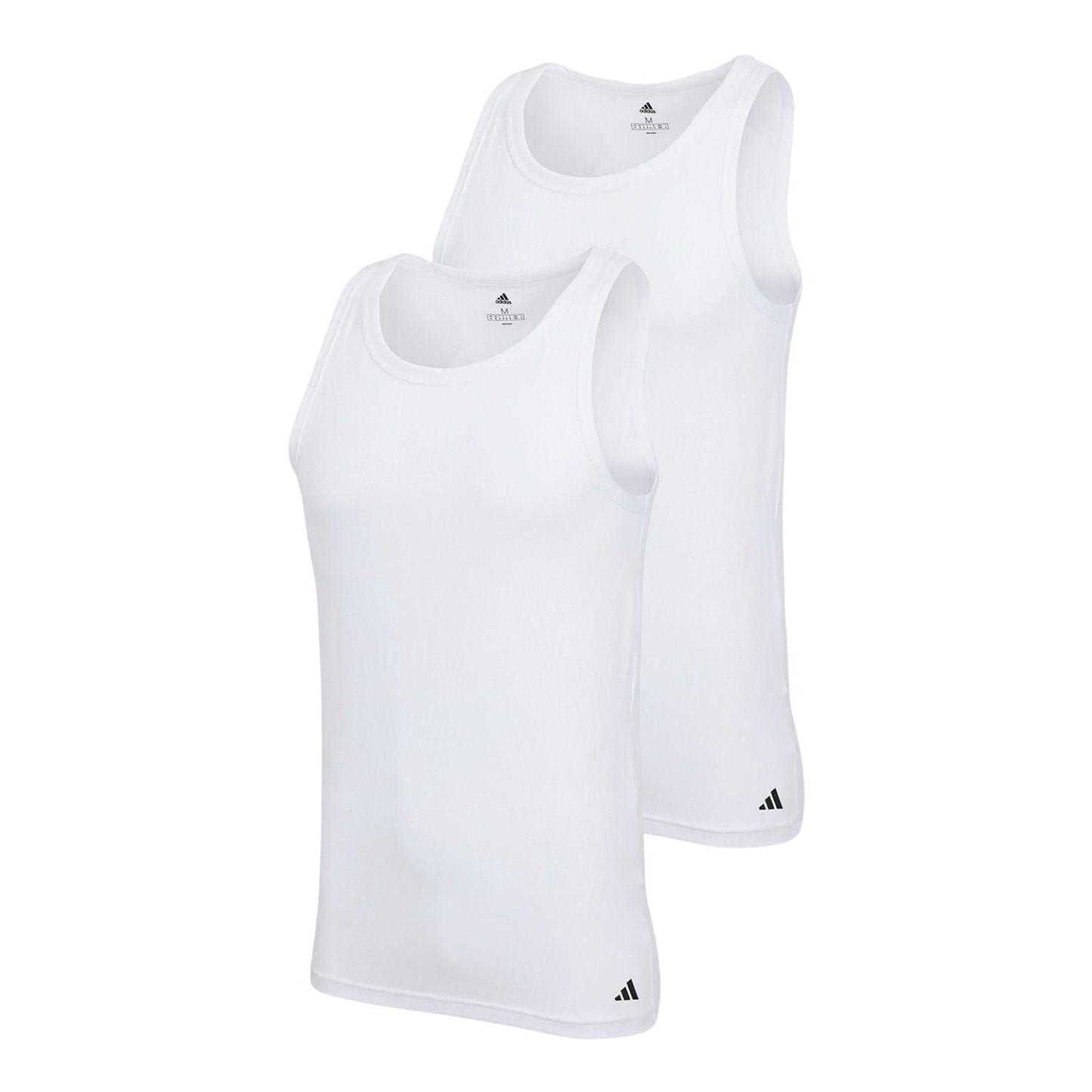 White - Front - Adidas Mens Scoop Neck Slim Tank Top (Pack of 2)