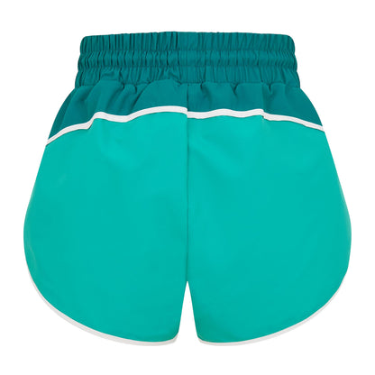 Salmon - Back - Red Run Womens-Ladies Colour Block Running Shorts