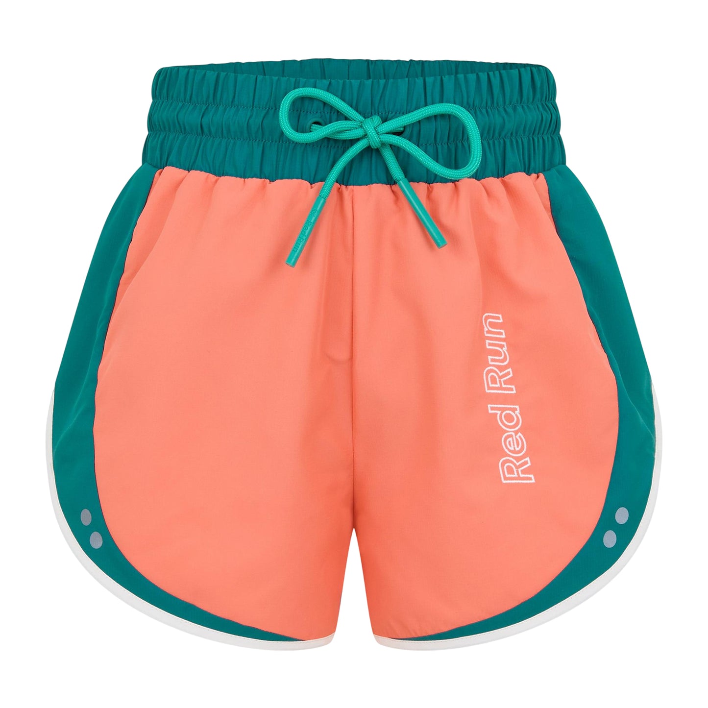 Salmon - Front - Red Run Womens-Ladies Colour Block Running Shorts