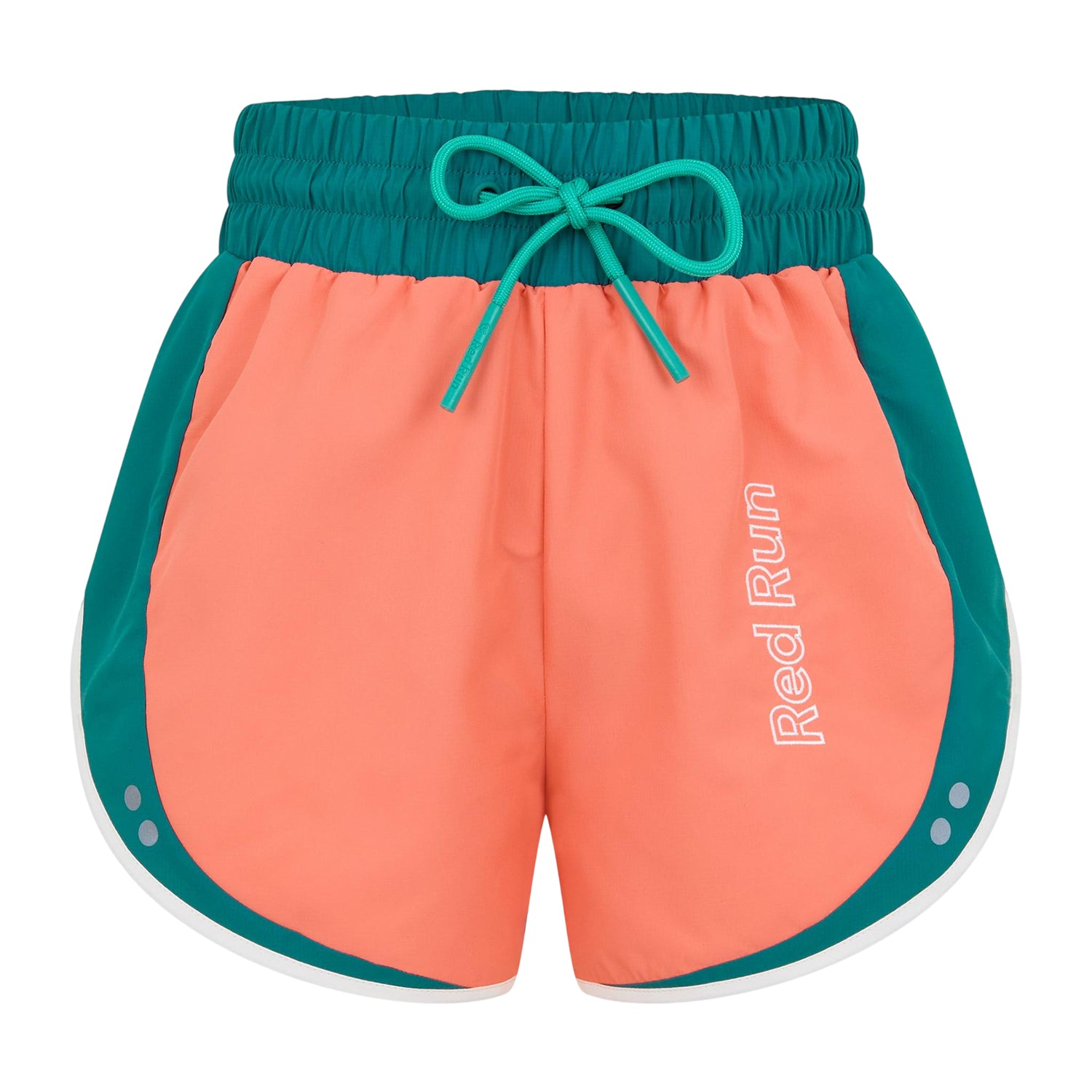 Salmon - Front - Red Run Womens-Ladies Colour Block Running Shorts