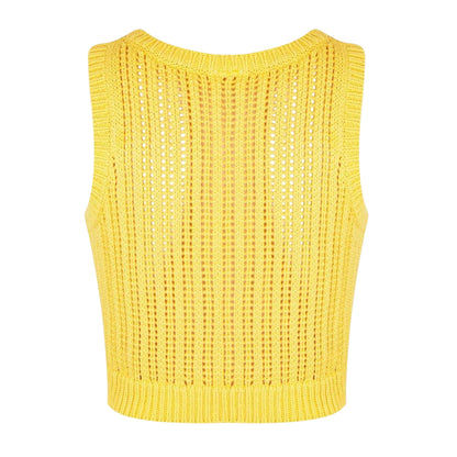 Amber Yellow - Back - Levis Womens-Ladies Knitted Vest Top