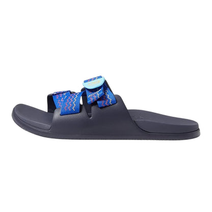 Blue - Side - Chaco Unisex Adult Wave Pattern Flatform Slides