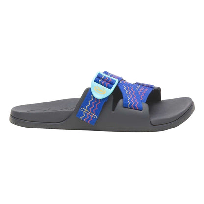 Blue - Front - Chaco Unisex Adult Wave Pattern Flatform Slides