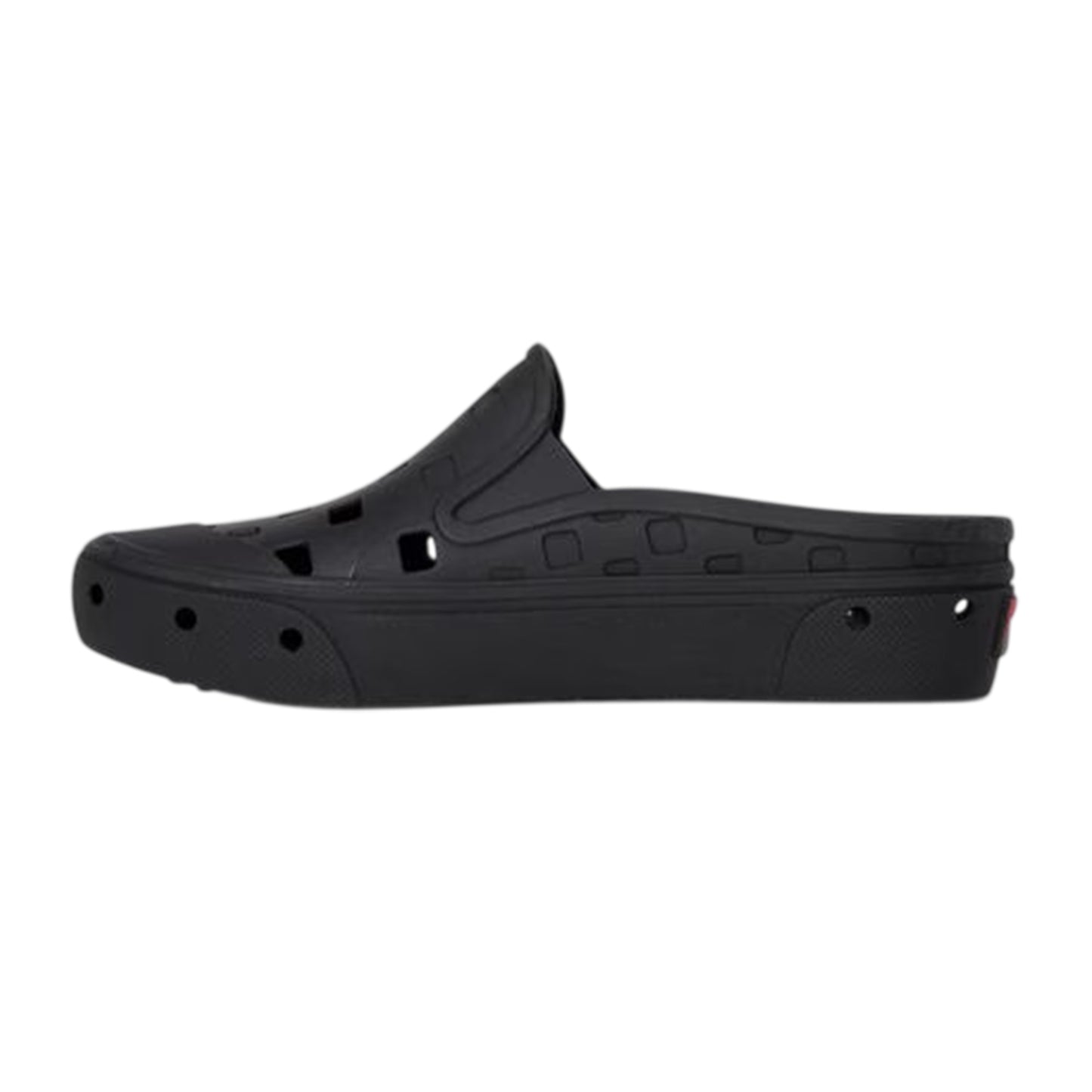 Black - Back - Vans Womens-Ladies Perforated Flatform Mules