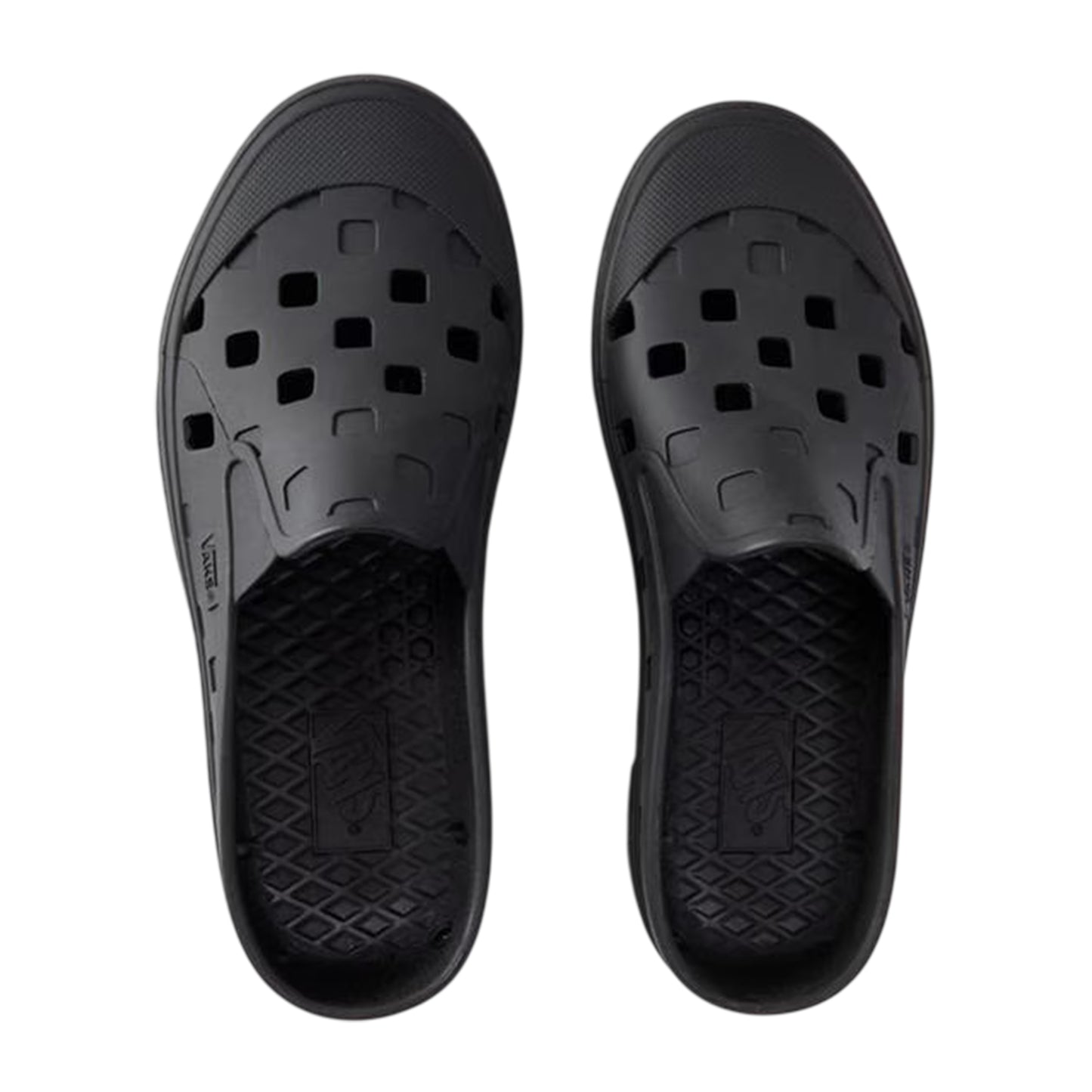 Black - Side - Vans Womens-Ladies Perforated Flatform Mules