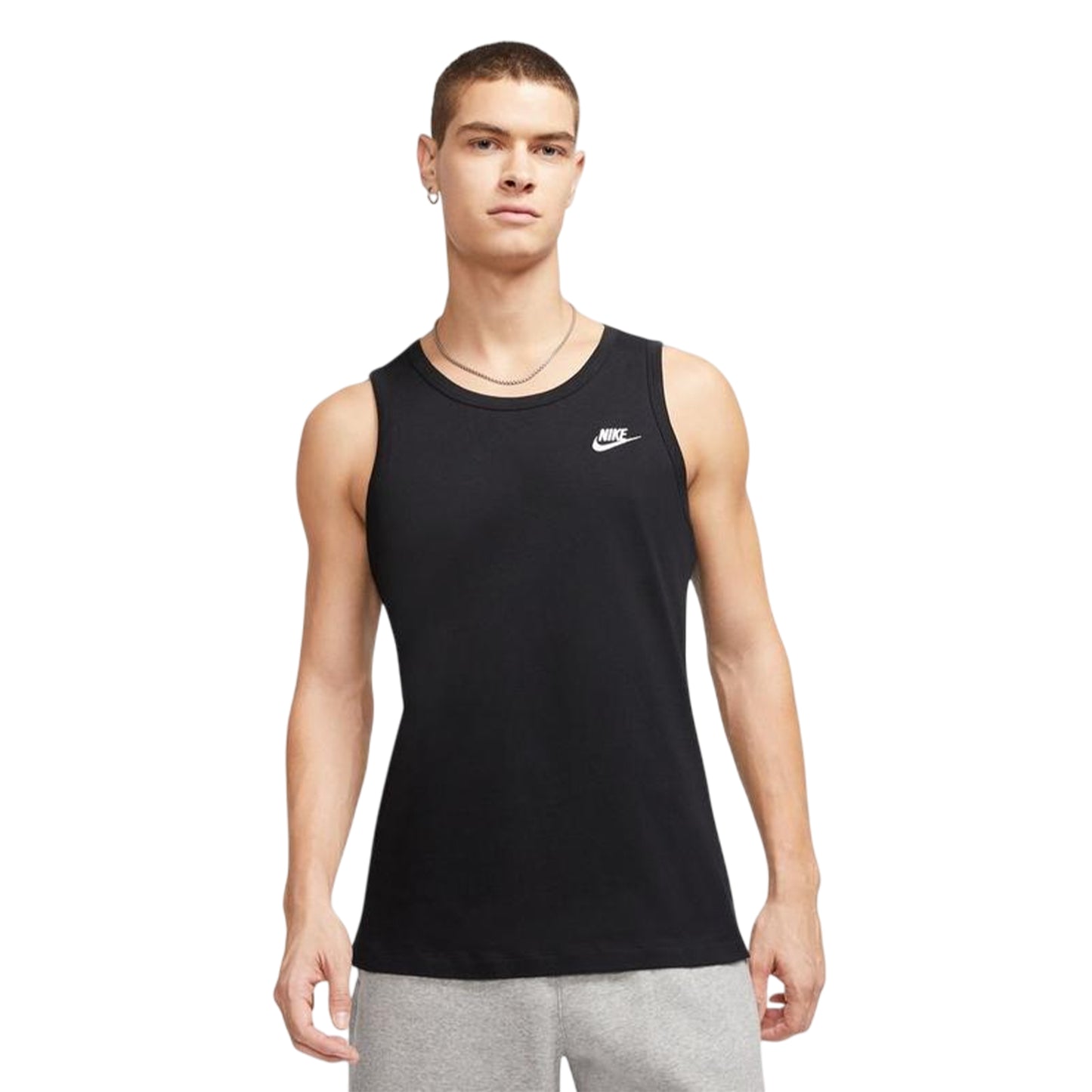 Black - Side - Nike Mens Club Cotton Tank Top