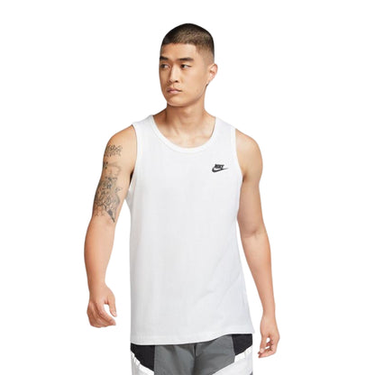 White - Side - Nike Mens Club Cotton Tank Top