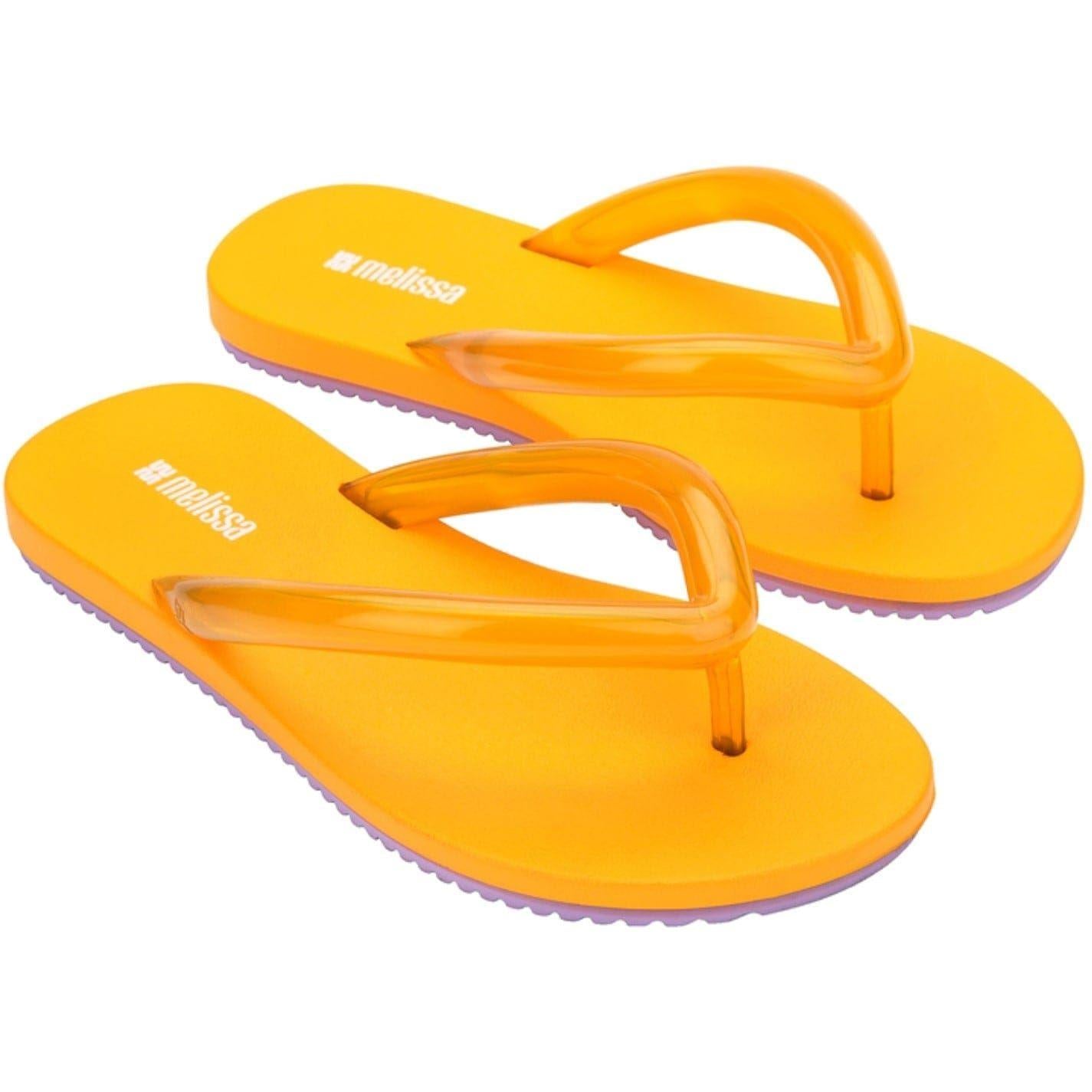White-Orange - Front - Airflow Unisex Adult Rubber Beach Flip Flops