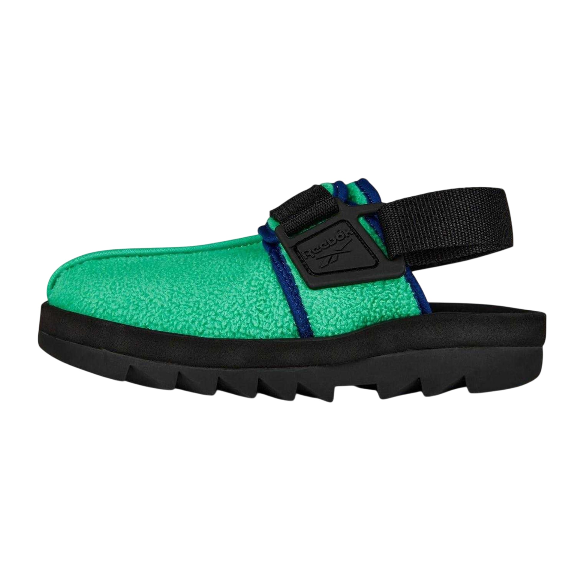 Green-Cobalt - Back - Reebok Womens-Ladies Fleece Chunky Flat Clogs