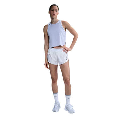 Blue - Side - Nike Womens-Ladies Aero Swift Cropped Running Tank Top