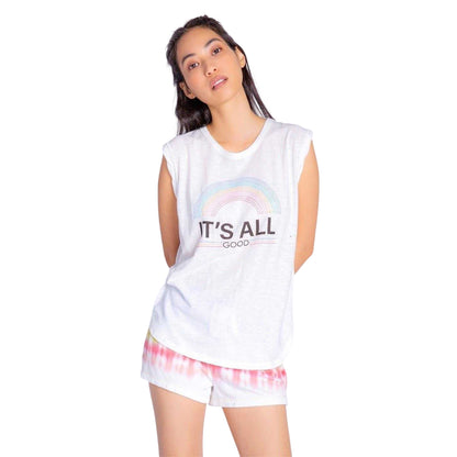 Off White - Side - PJ Salvage Womens-Ladies Graphic Print Cotton Blend Tank Top