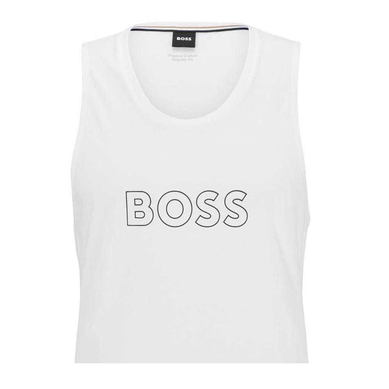 White - Back - Boss Mens Organic Cotton Tank Top