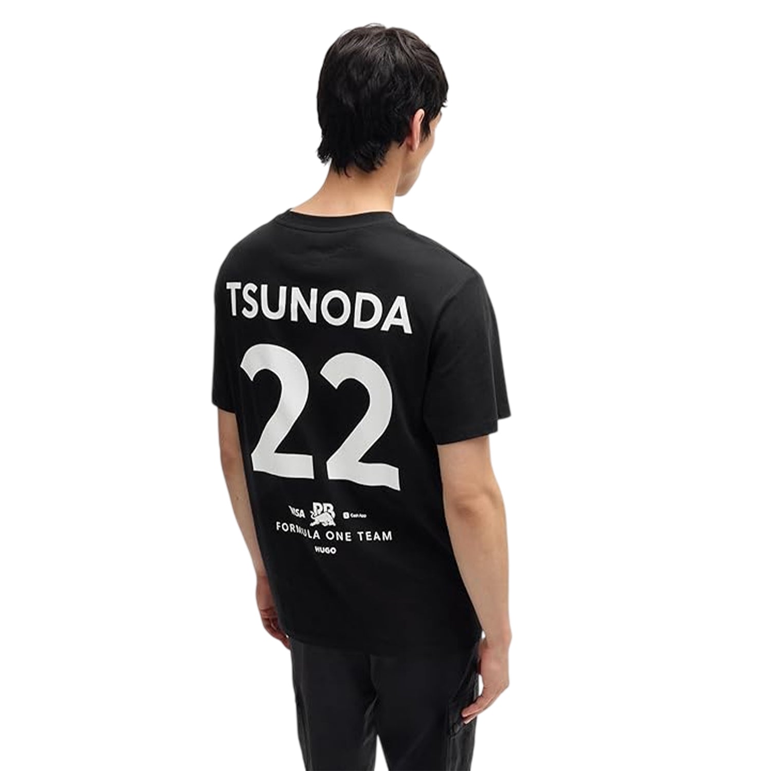 Black - Back - Hugo Mens Tsunoda 22 Red Bull T-Shirt