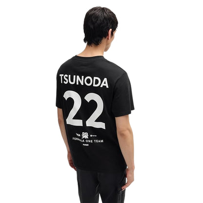 Black - Back - Hugo Mens Tsunoda 22 Red Bull T-Shirt