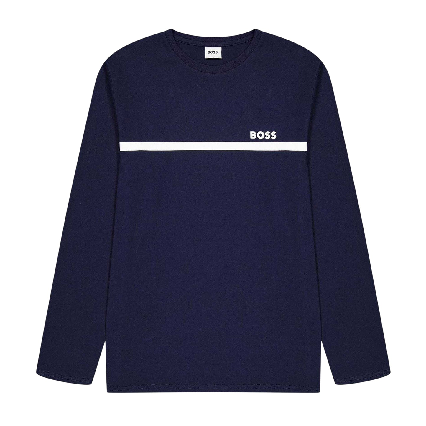 Navy - Front - Boss Childrens-Kids Logo Long-Sleeved T-Shirt