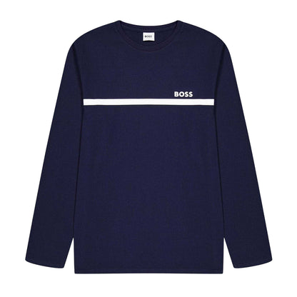 Navy - Front - Boss Childrens-Kids Logo Long-Sleeved T-Shirt