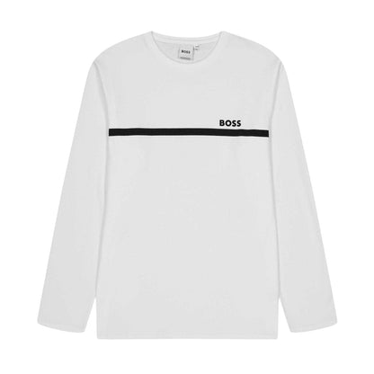 White - Front - Boss Childrens-Kids Logo Long-Sleeved T-Shirt