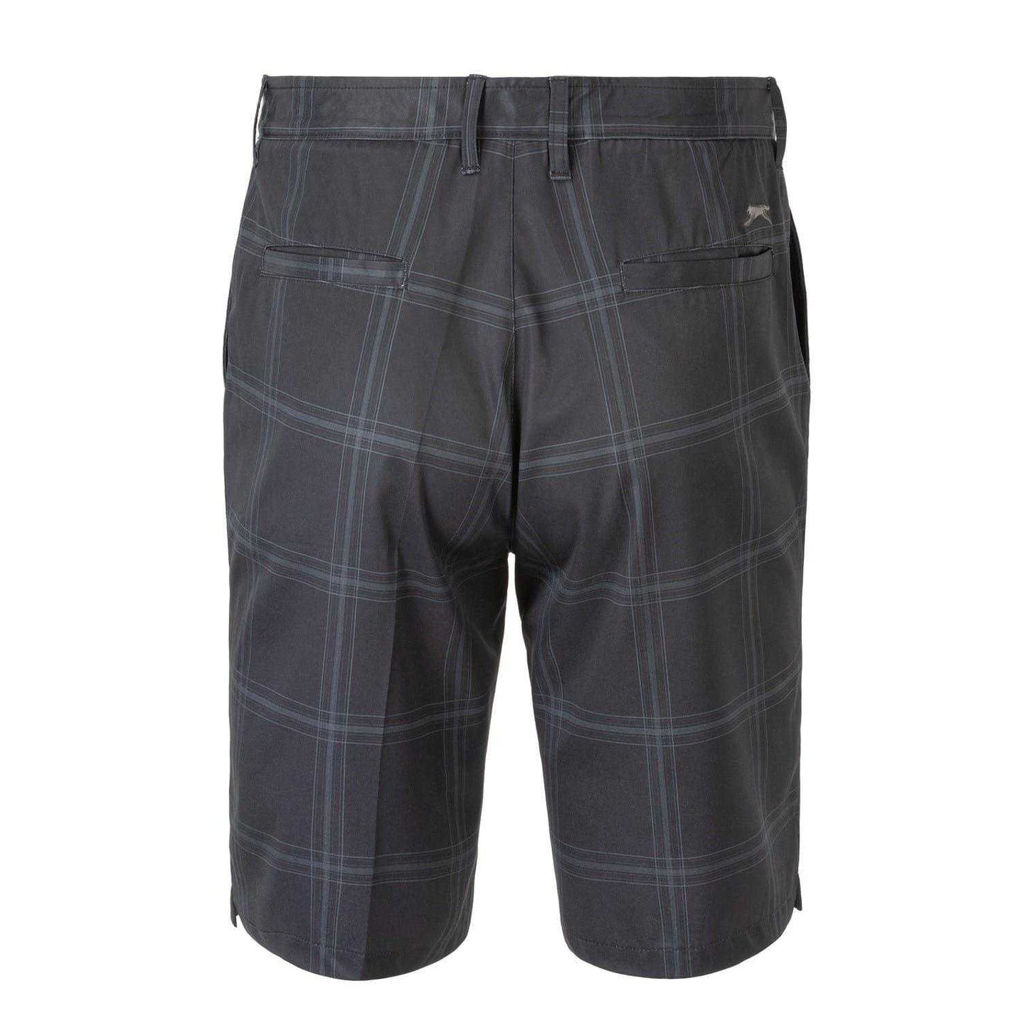Charcoal - Back - Slazenger Mens Checked Golf Shorts