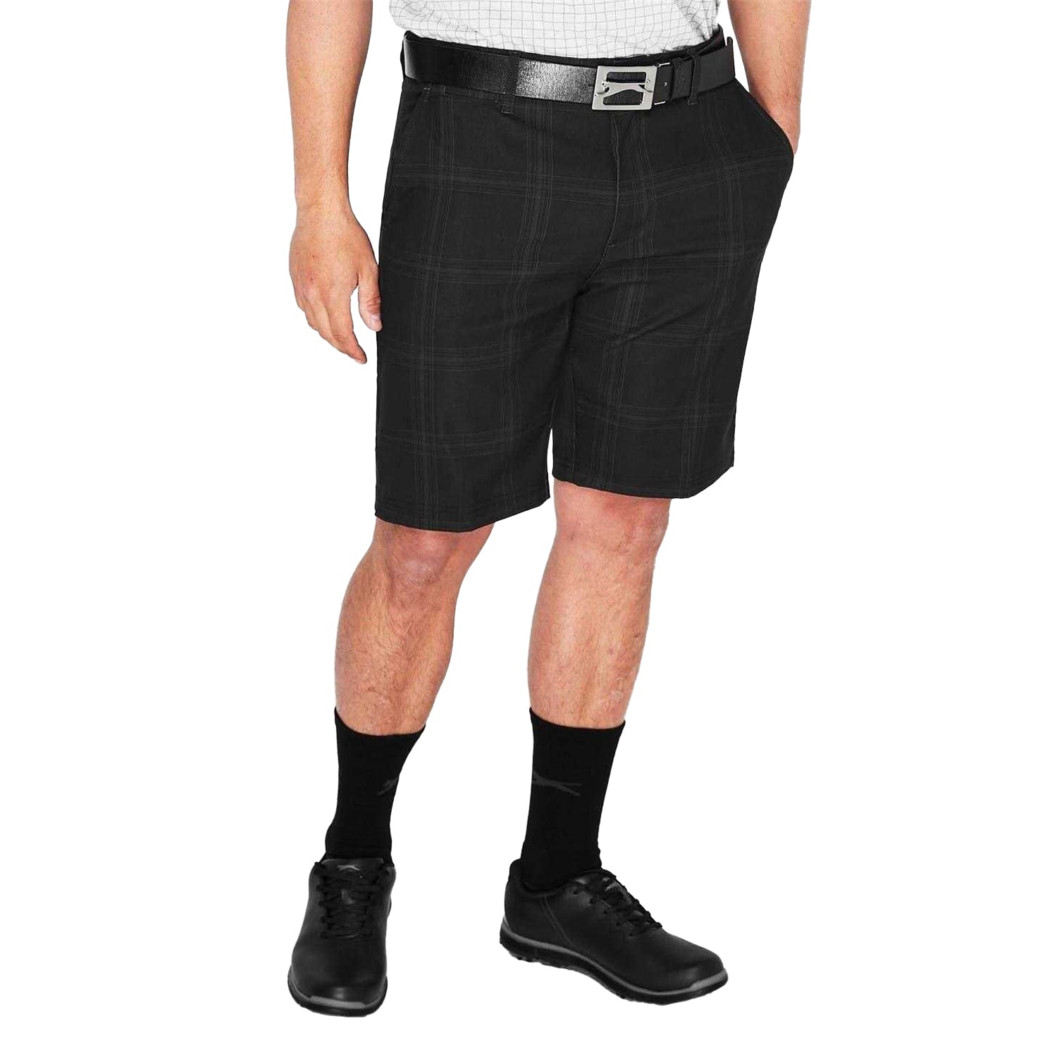 Charcoal - Lifestyle - Slazenger Mens Checked Golf Shorts