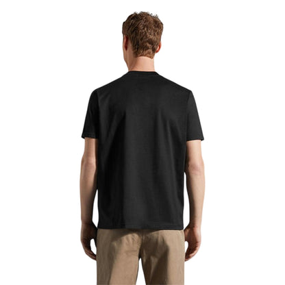 Black - Back - Paul & Shark Mens Badge Cotton Crew Neck Regular T-Shirt